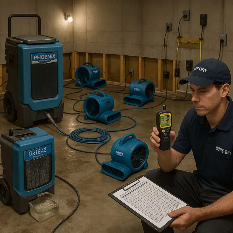 Structural Drying and Dehumidification process in Wolf Lake, MI
